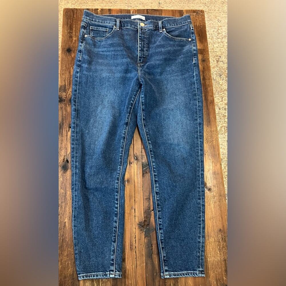 LOFT Modern Denim High Waist Skinny Ankle Jeans, Vintage Dark Wash, Size 32 / 14 - Picture 6 of 12